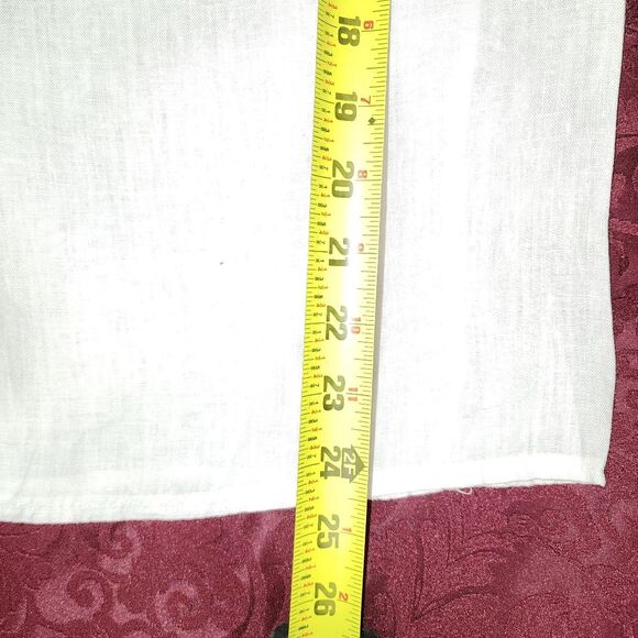 Alessia Pacini Top White Linen Made in Italy Minimalist Lace Cap Sleeve Small - Picture 7 of 12